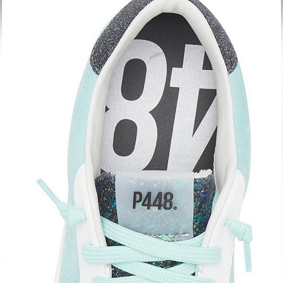 John Low P448 GLITTER Mint Sneakers Womans 38/US 8 GLINIDO $300 NIB - Picture 14 of 16